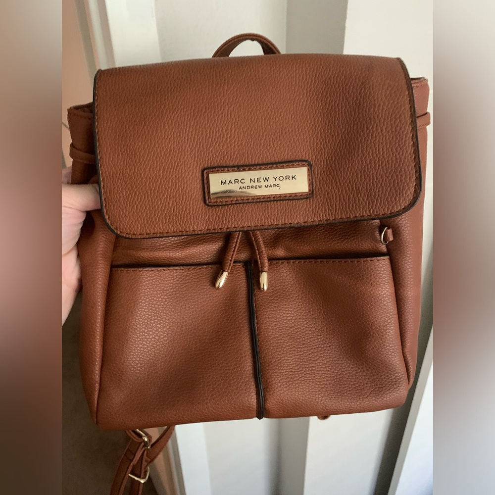 Marc New York Andrew Marc tan faux leather backpack